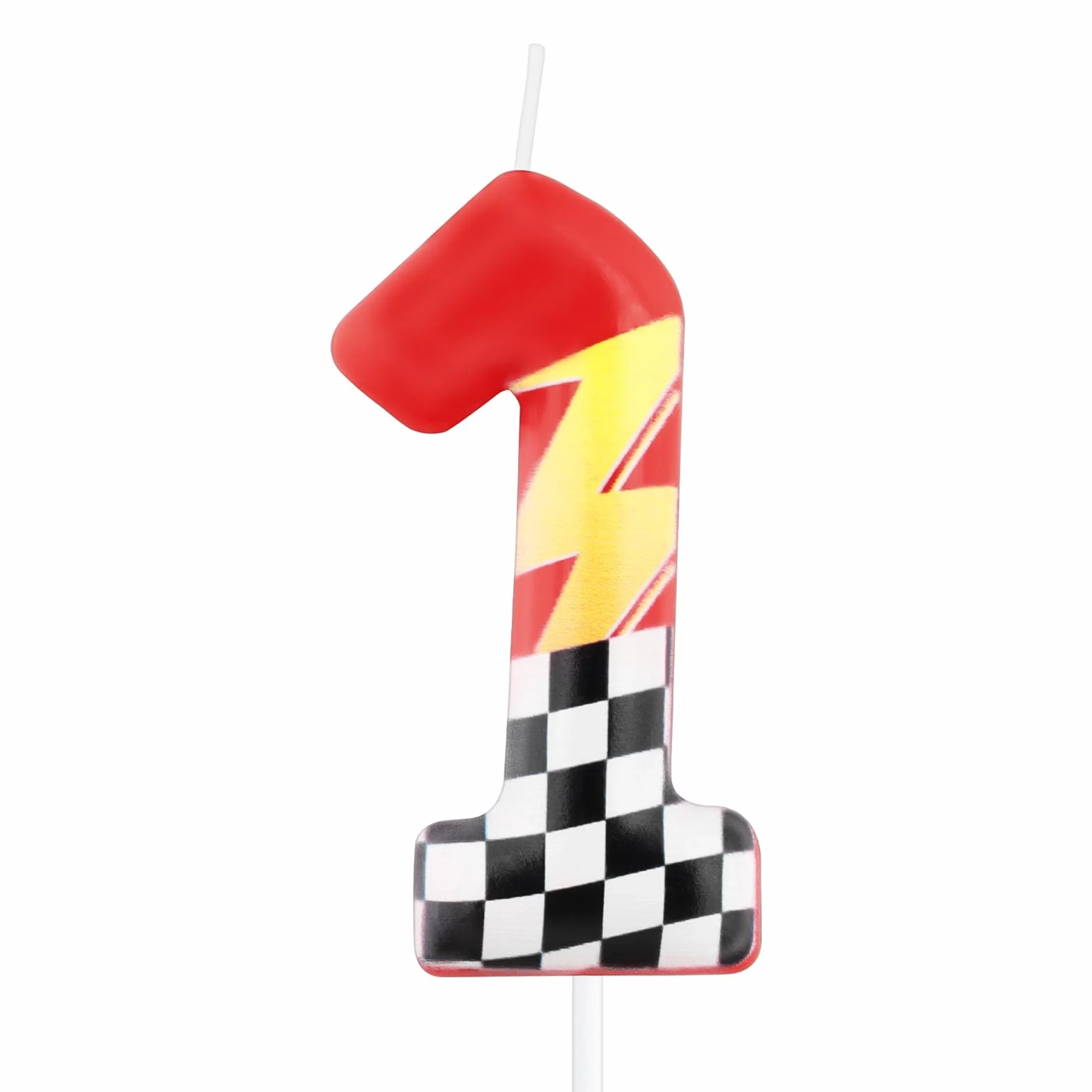 mciskin Świece urodzinowe Red Racing 1, dekoracje na 1. urodziny dla chłopca dziewczynki, czerwona świeca cyfra 1 na ciasto, gorące kreskówki anime samochody toppery na ciasto do samochodów