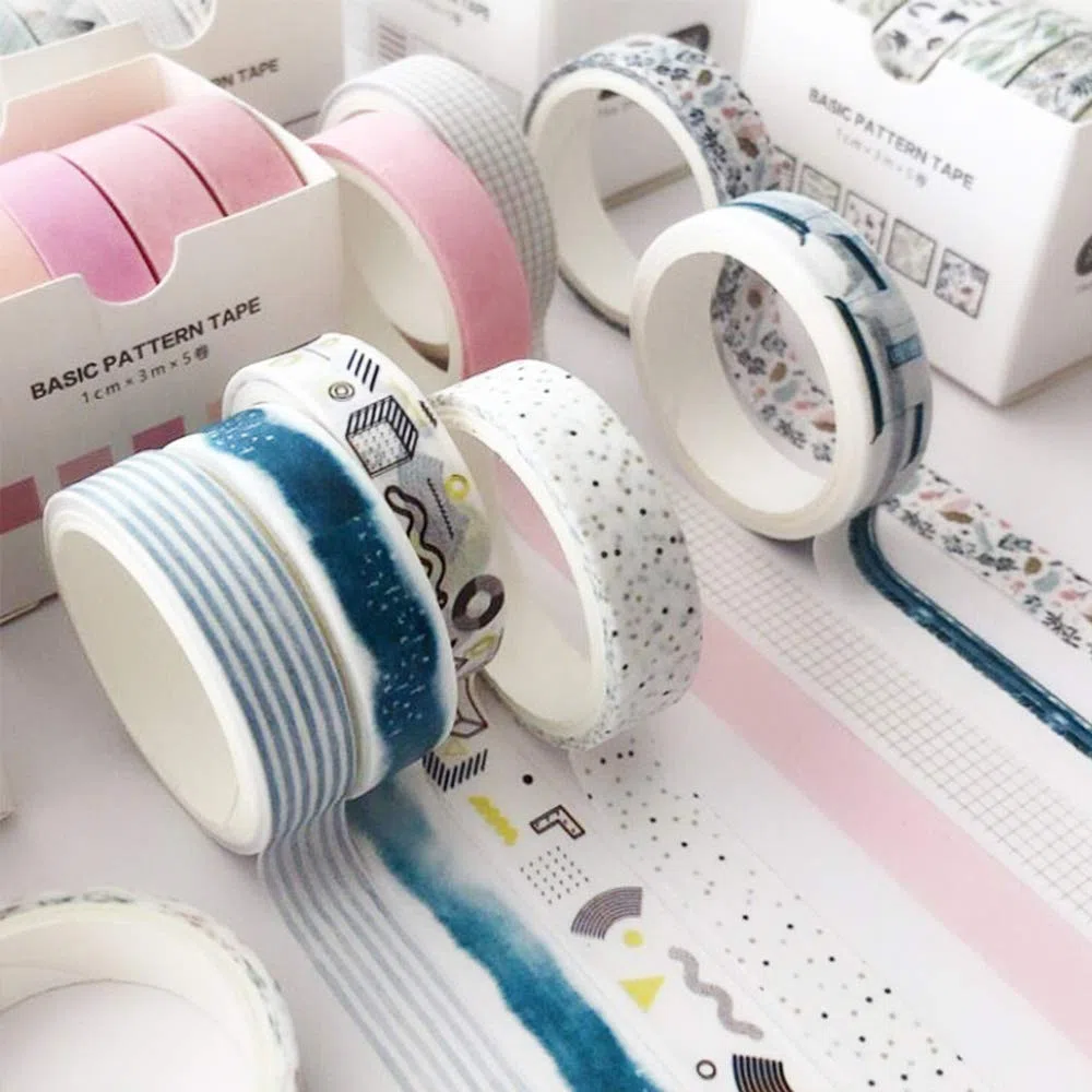 Chuda Washi Taśma maskująca Zestaw 5 rolek Dekoracyjna taśma samoprzylepna do scrapbookingu DIY rękodzieła o szerokości 10 mm (Sakura)