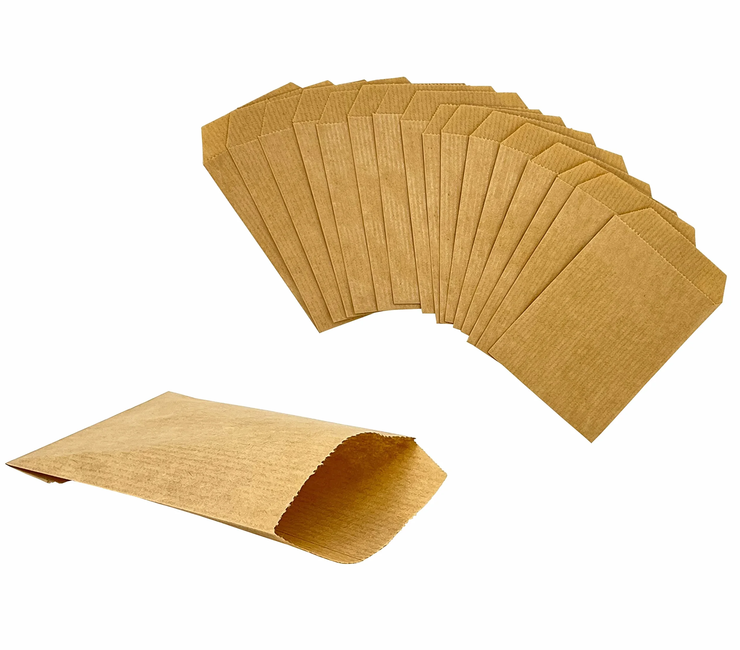 100szt. małych torebek papierowych - 7 x 12 cm, idealne na łzy radości i kalendarz adwentowy do wypełnienia, Mini torby papierowe kraft na rękodzieło na ślub, Boże Narodzenie, nasiona kwiatów jako torebkę na prezent