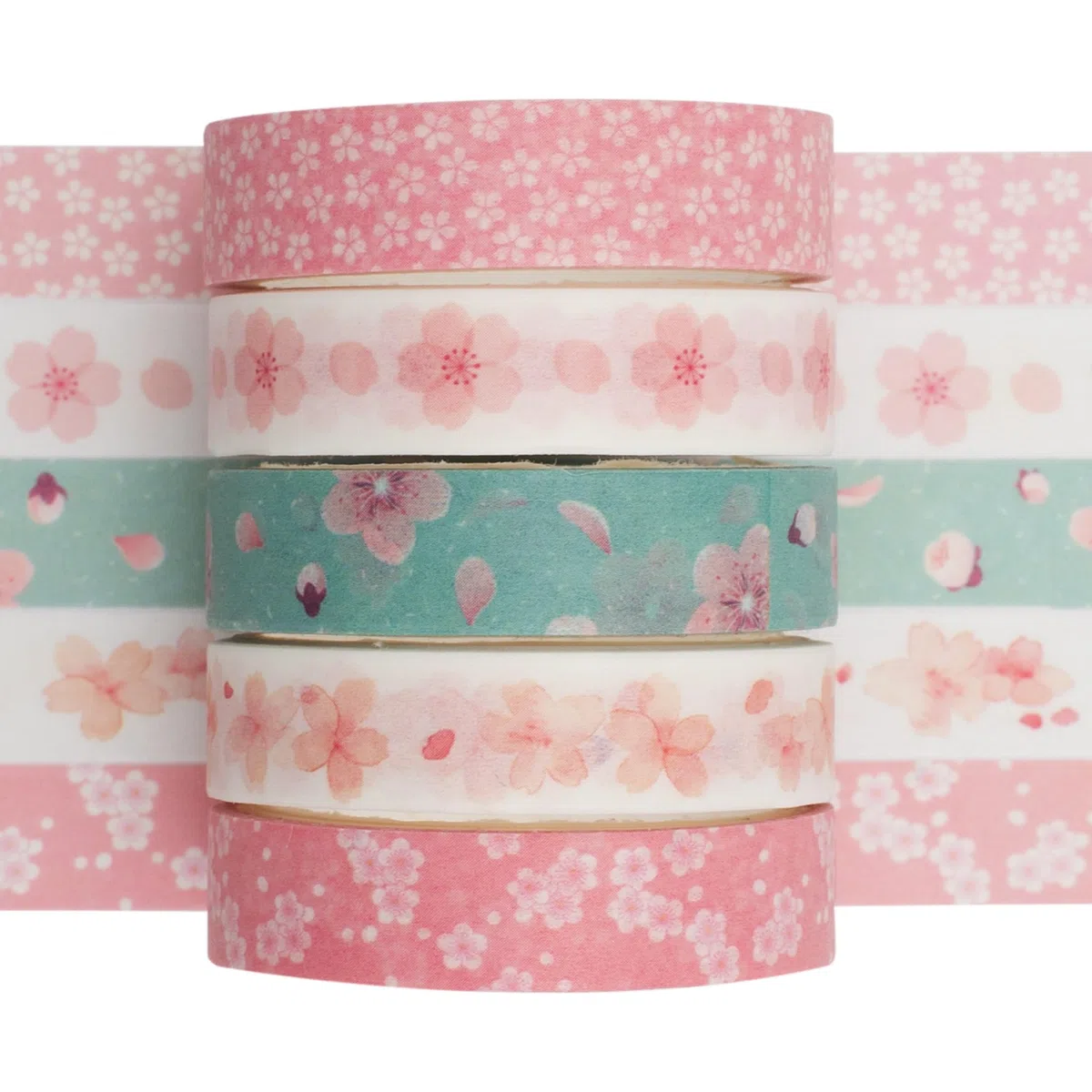 Chuda Washi Taśma maskująca Zestaw 5 rolek Dekoracyjna taśma samoprzylepna do scrapbookingu DIY rękodzieła o szerokości 10 mm (Sakura)