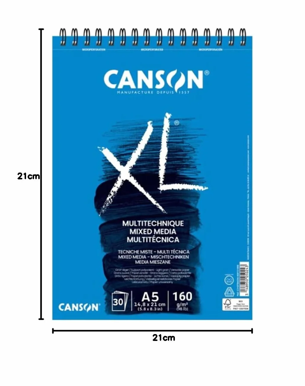 Canson XL Mix Media Tekstura Album Spiralny Mikroperforowany A5 30 arkuszy 160g
