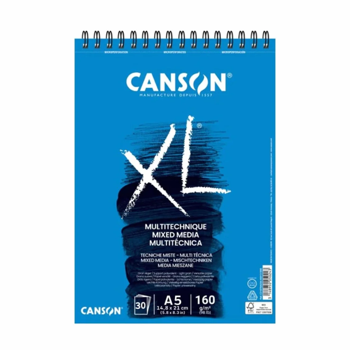 Canson XL Mix Media Tekstura Album Spiralny Mikroperforowany A5 30 arkuszy 160g