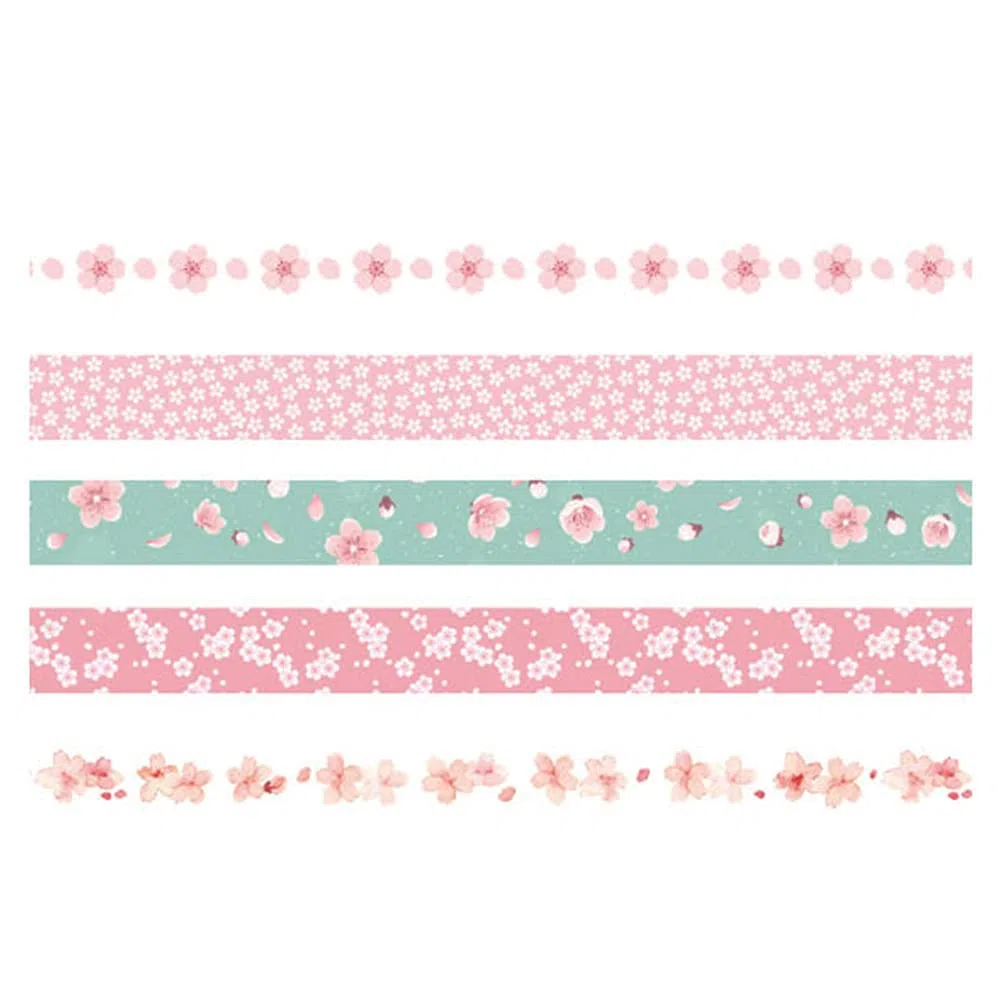 Chuda Washi Taśma maskująca Zestaw 5 rolek Dekoracyjna taśma samoprzylepna do scrapbookingu DIY rękodzieła o szerokości 10 mm (Sakura)