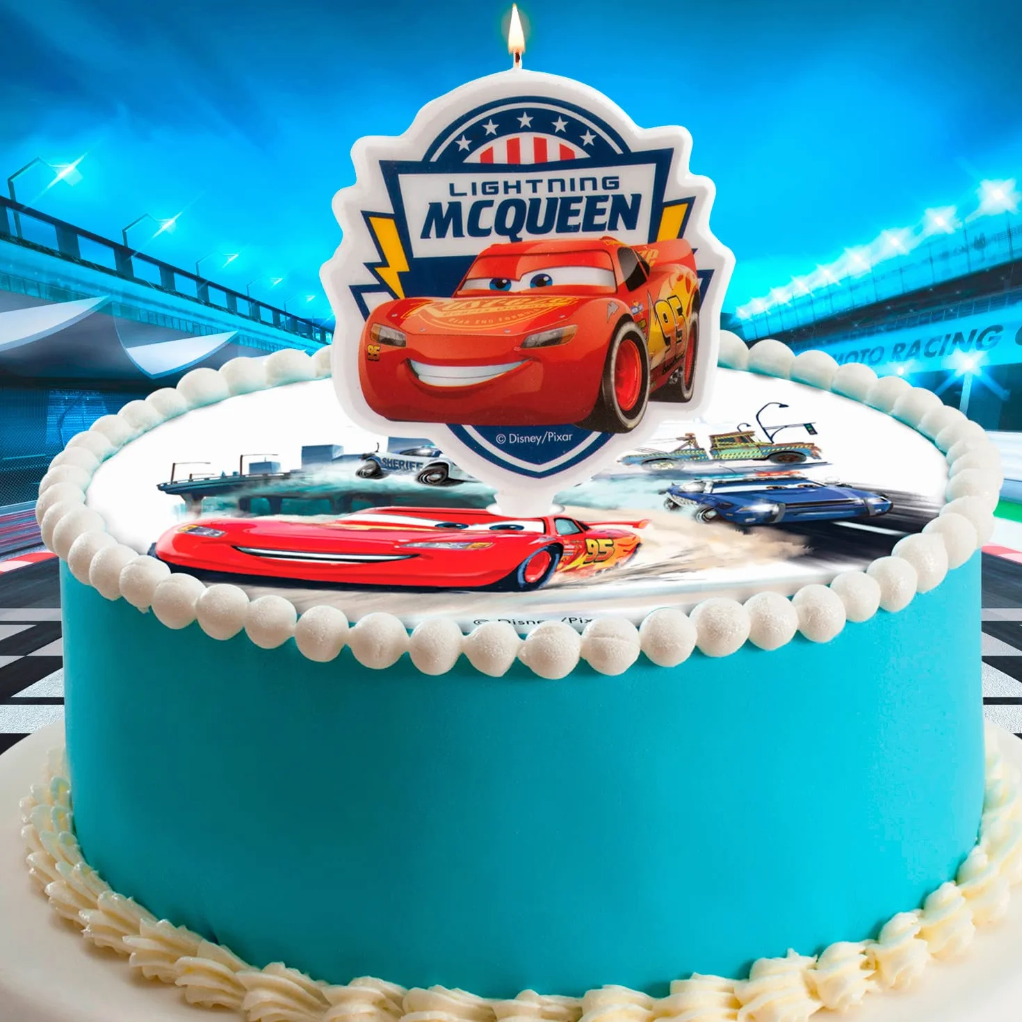 Dekora - Dekoracyjne świece urodzinowe 2D od Rayo McQueen dla dzieci do ciasta – 7,5 cm