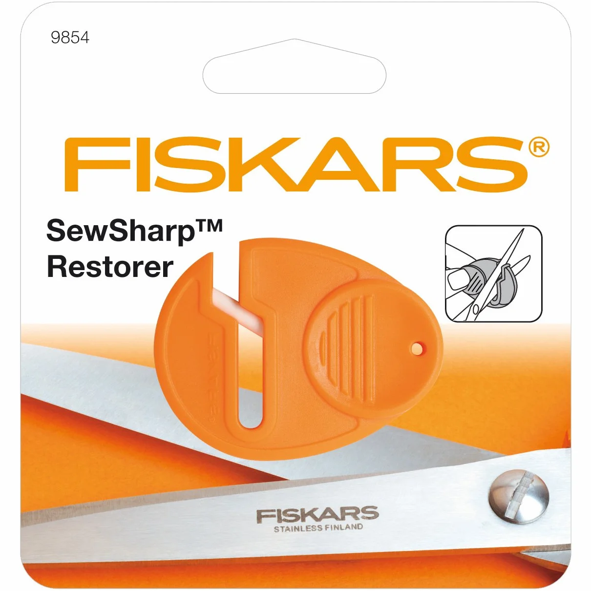 Fiskars Uniwersalna ostrzałka do nożyczek, Dla prawo- i leworęcznych, Ceramiczne głowice szlifierskie / plastikowa obudowa, Pomarańczowa, Sewsharp, 1003871