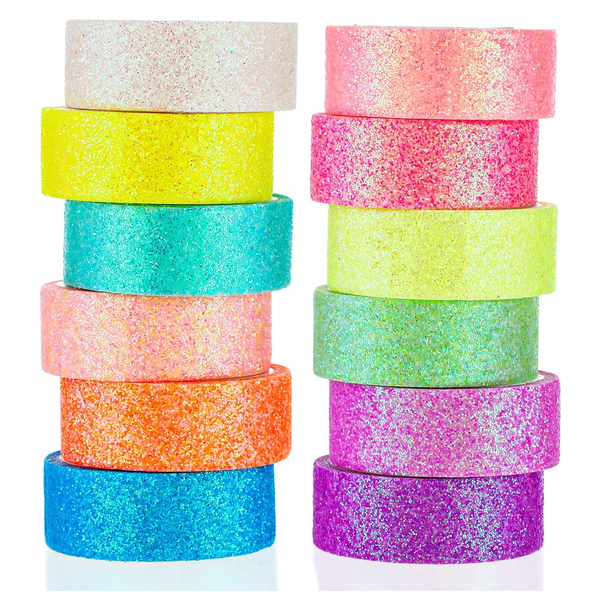 TIESOME 12 rolek zestaw taśmy Washi z brokatem, brokatowe dekoracyjne taśmy klejące, brokatowe taśmy do majsterkowania DIY, kolorowe taśmy papierowe do rękodzieła DIY, Bullet Journals, planerów