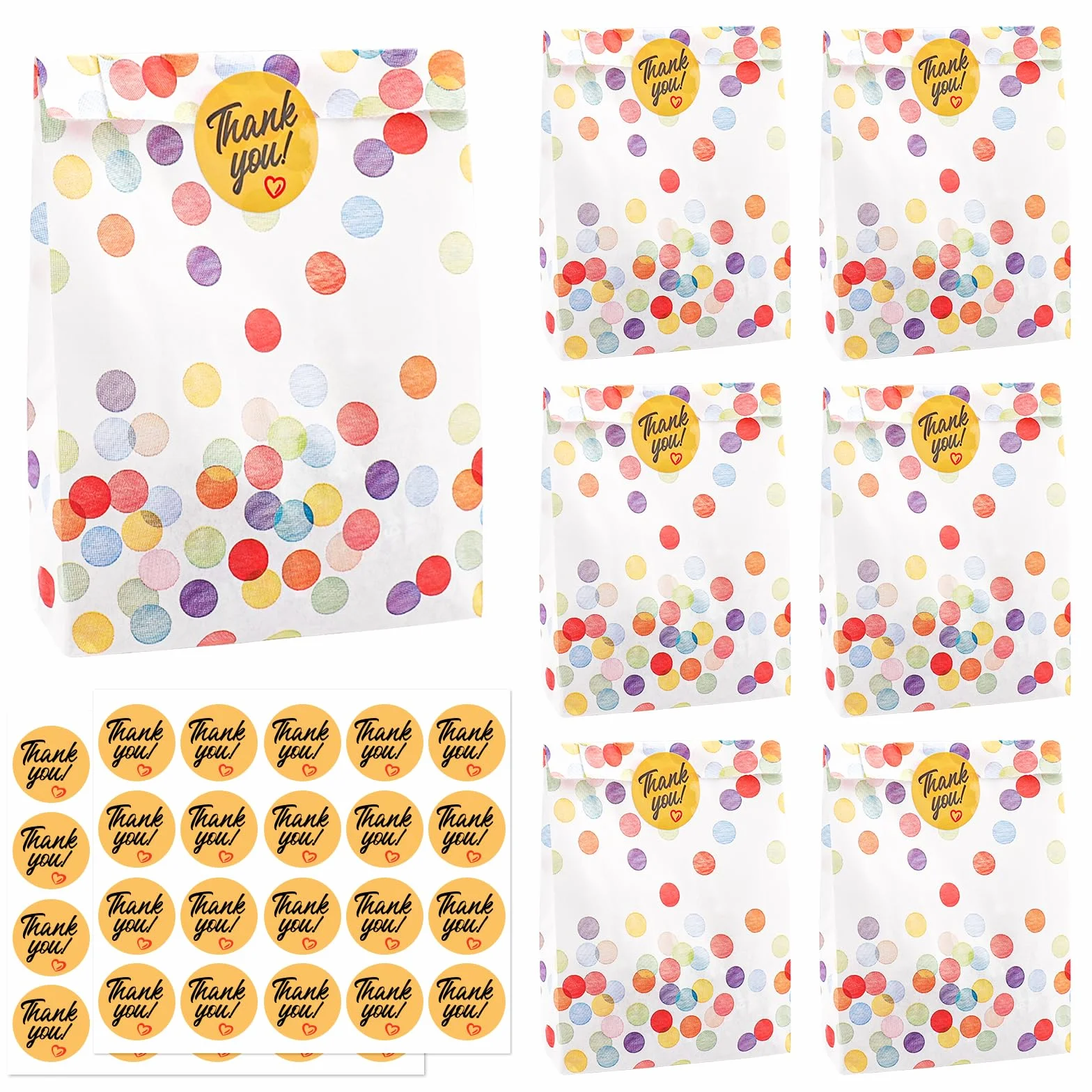ENLACE 30 sztuk torebek na prezenty z 40 naklejkami, 19 x 13 x 3,5 cm, torebka papierowa na urodziny dziecka, upominki, uroczystości