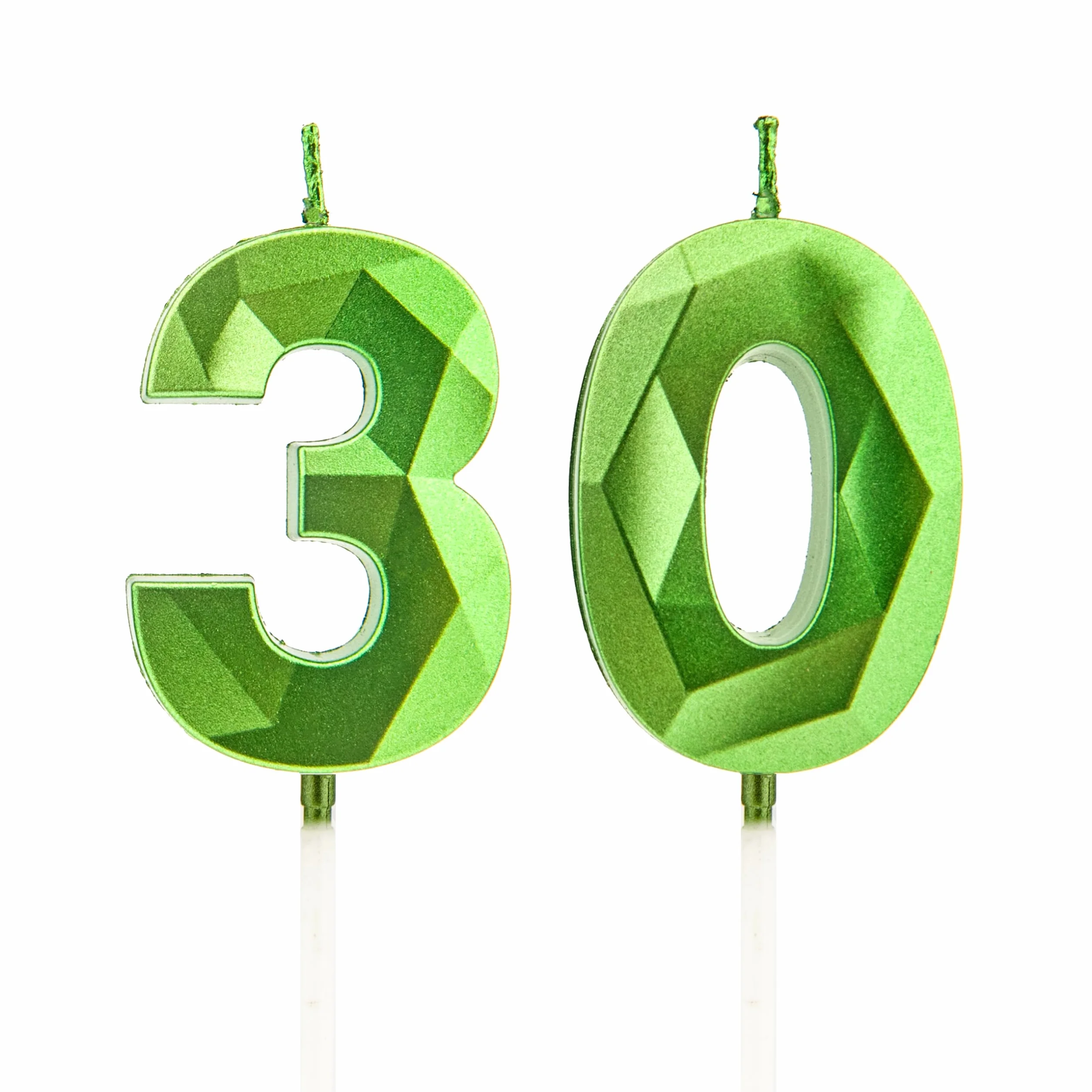 Świeczki do 30. urodzin, zielone świeczki z cyframi, dekoracja urodzinowa, szczęśliwe wieńce tortowe, na przyjęcia urodzinowe, wesela, rocznice firmowe (zielone, 30)