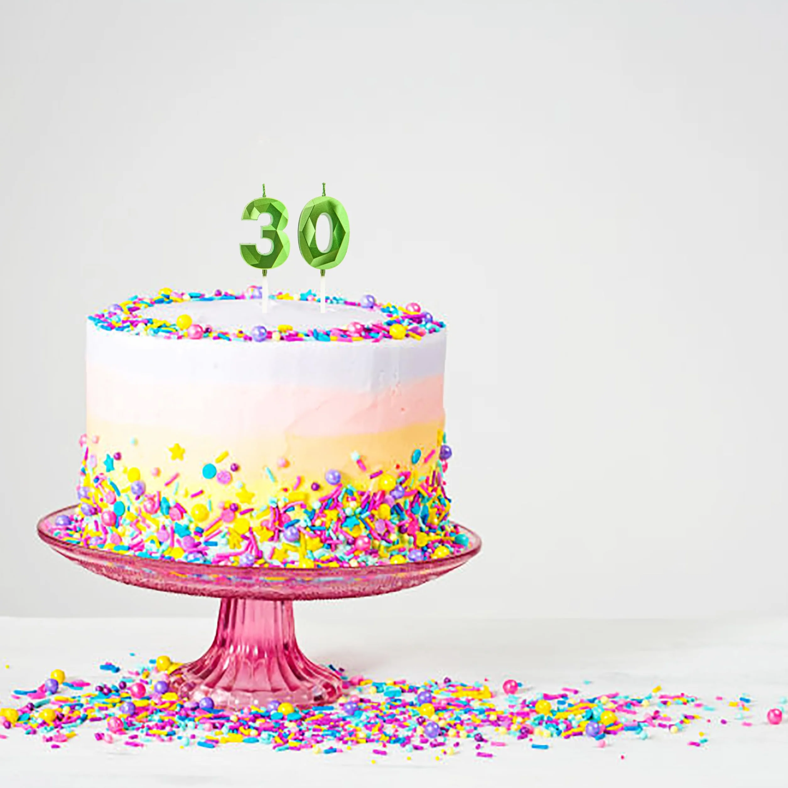 Świeczki do 30. urodzin, zielone świeczki z cyframi, dekoracja urodzinowa, szczęśliwe wieńce tortowe, na przyjęcia urodzinowe, wesela, rocznice firmowe (zielone, 30)