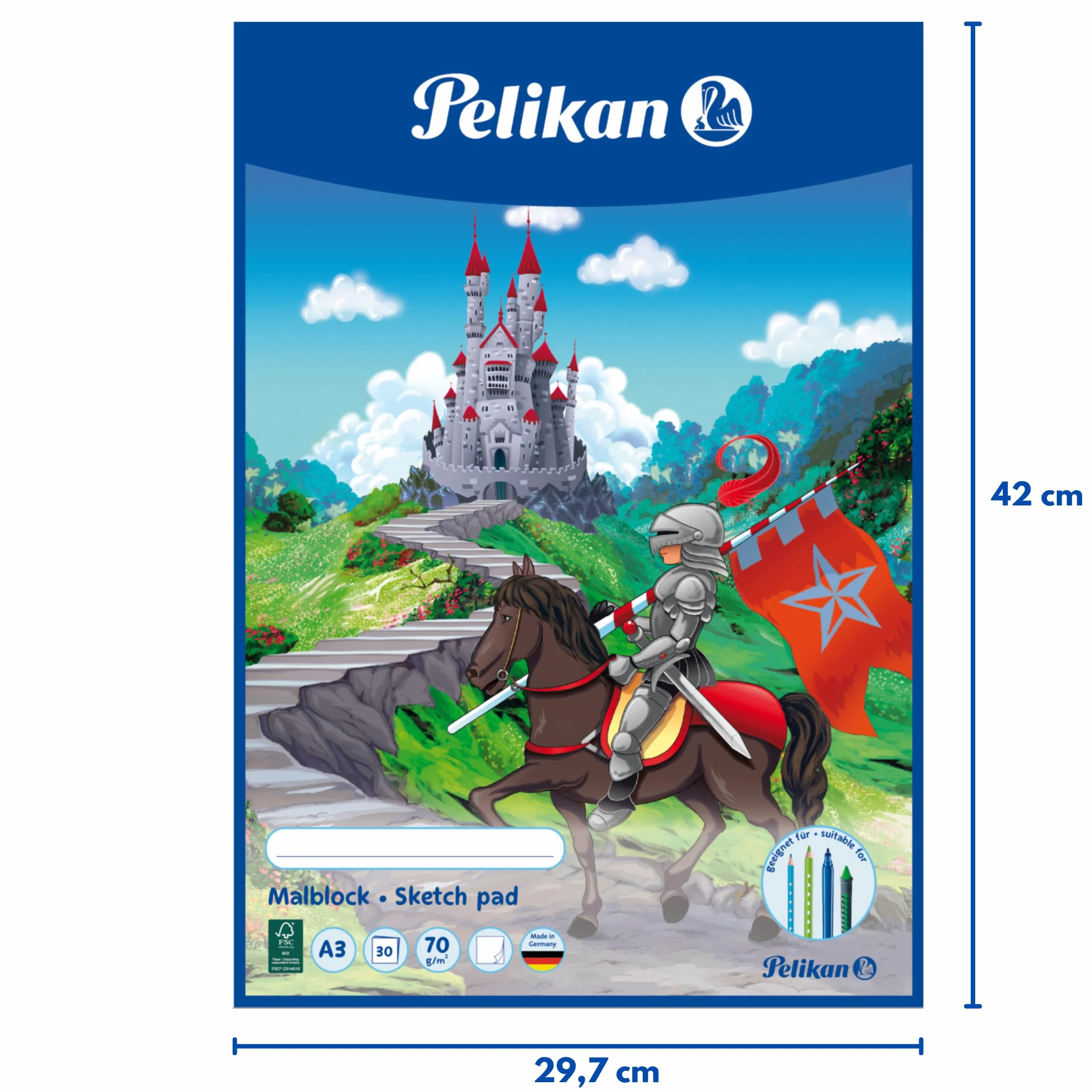 Pelikan 137661 blok rysunkowy A3, 30 arkuszy, posortowane motywy – brak możliwości wyboru, 1 sztuka
