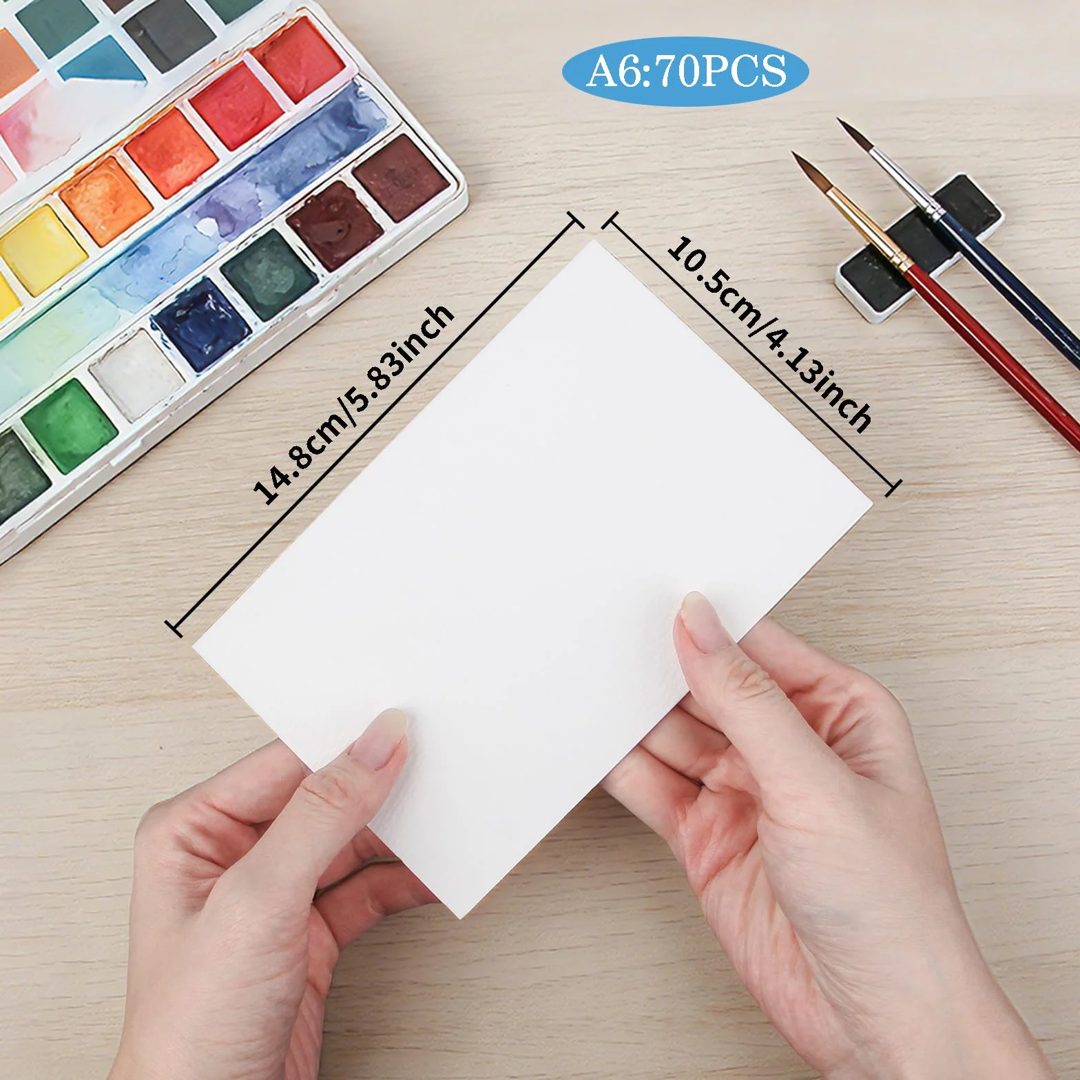LFBEST Papier akwarelowy A6, 70 arkuszy białego papieru akwarelowego 300 g/m², blok akwarelowy do majsterkowania, farb akwarelowych, malowania akrylowego, malowania i malowania