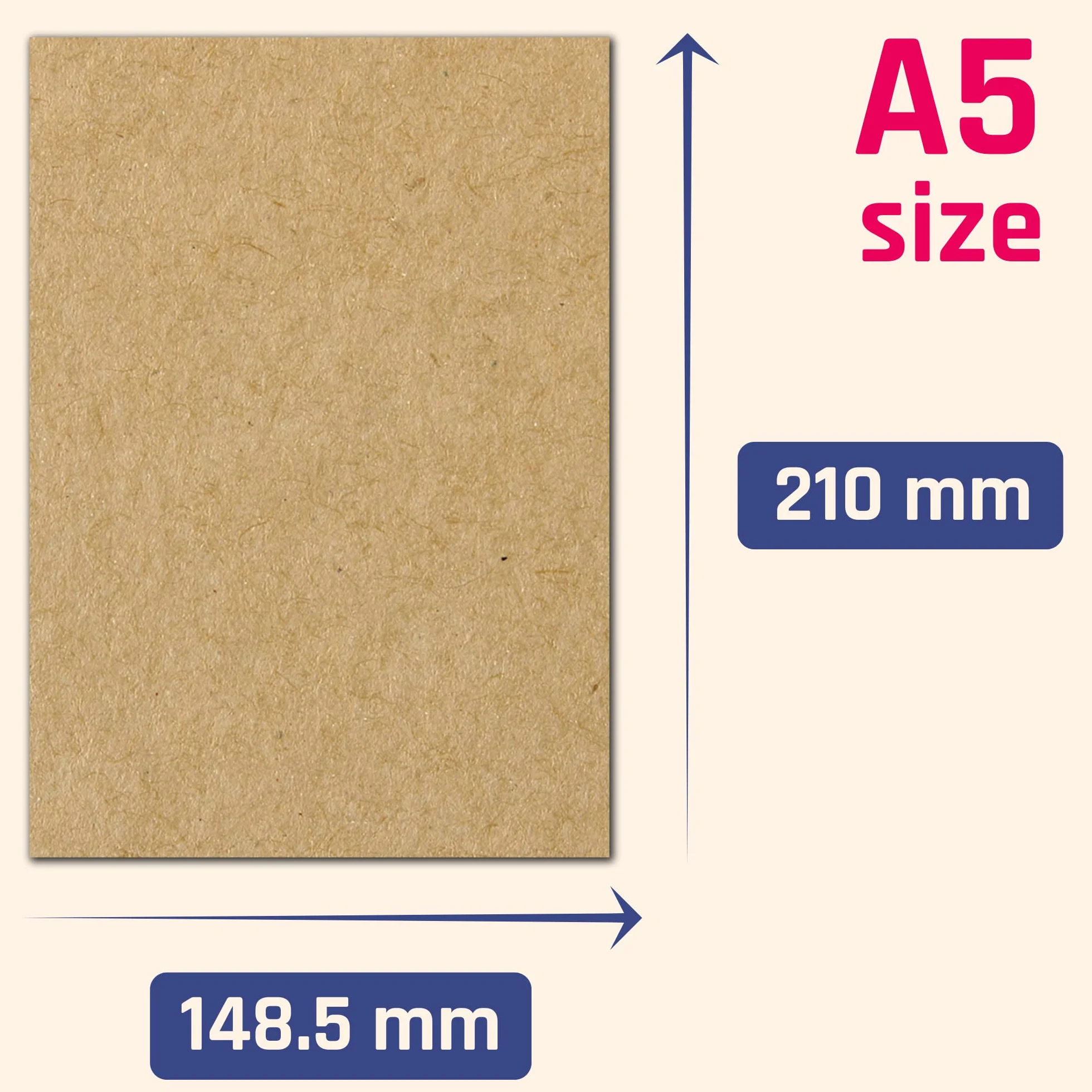 50 Arkuszy, 200 g/m² - Brązowy Papier Karton Kraft Kraftowy Pakowy Karta A5