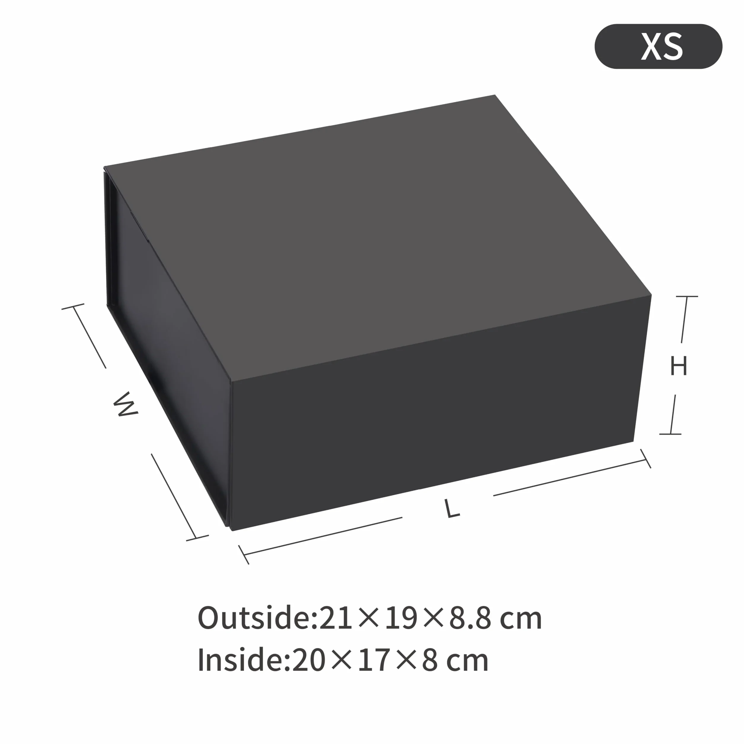 JiaWei Pudełko na prezent 21x19x8,8 cm Extra małe, pudełko upominkowe z magnetyczną pokrywką z kartkami okolicznościowymi - Czarne
